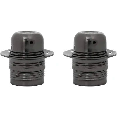 Image of vidaXL Lamp Holders 2 pcs Glossy Black E27