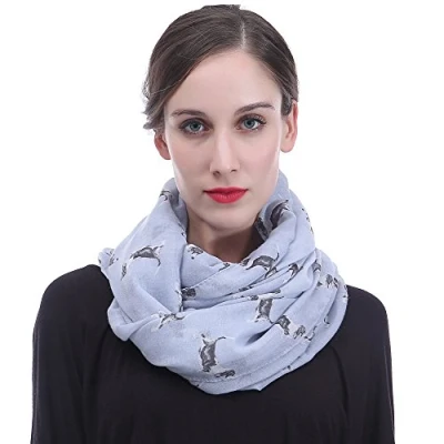 Image of Basset Hound Dog Print Women&#039;s Infinity Scarf Snood Lightweight (Blue)