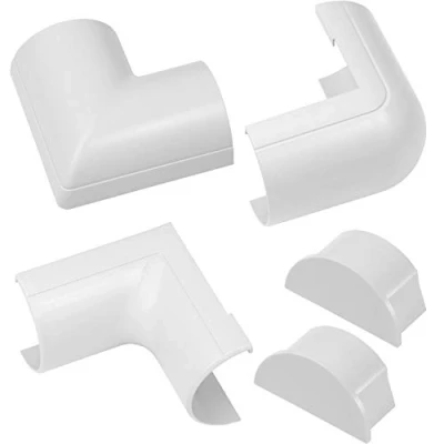 Image of D Line CLOAP5025W Maxi Clip Over Accessory Pack Join Multiple Lengths of 50x25mm Cable Cover 5 Piece Electrical Trunking Multipack White