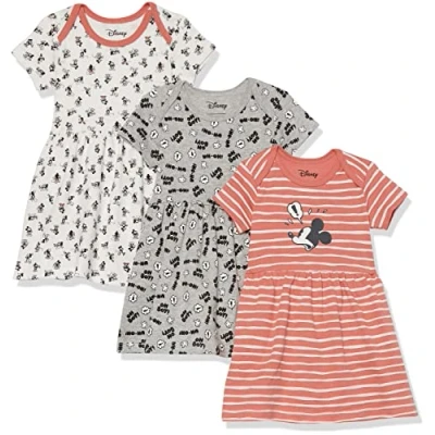 Image of Amazon Essentials Disney Marvel Star Wars Princess Baby Girls&#039; Dresses, Pack of 3, Mickey Expressions, 0 Months