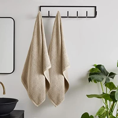Image of Catherine Lansfield Quick Dry Cotton Bath Sheet Pair Natural