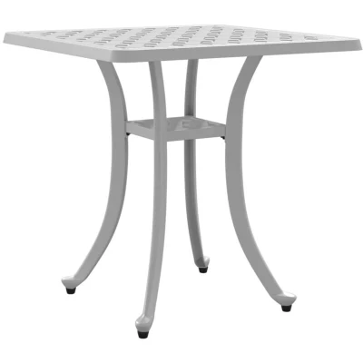 Image of vidaXL Garden Table White 53x53x53 cm Cast Aluminium