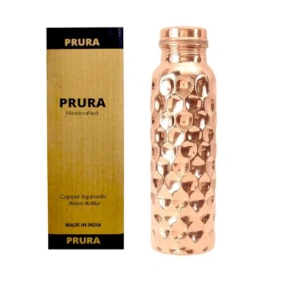 Image of PRURA Copper Water Bottle Leak Proof Ayurvedic Drinkware Vessel for Sports, Gym, Outdoors, Yoga
