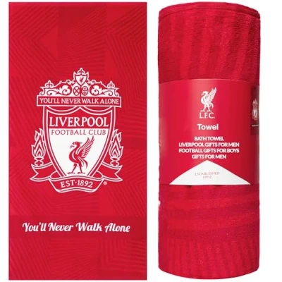 Image of Liverpool F.C. Towel for Men Women Teens Boys 100% Cotton Football Crest Quick Dry Beach Bath Swim Gym Holiday Shower Supporters&#039; Gear 137x69cm (Red)