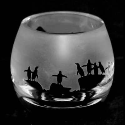 Image of Animo Glass Small Crystal Tealight Candle Holder Penguin