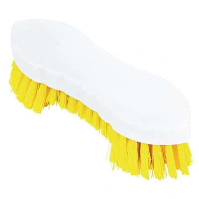 Image of Jantex Scrub Brush Yellow 209mm Kitchen Cleaner Floor Sweeper Wire Bristles