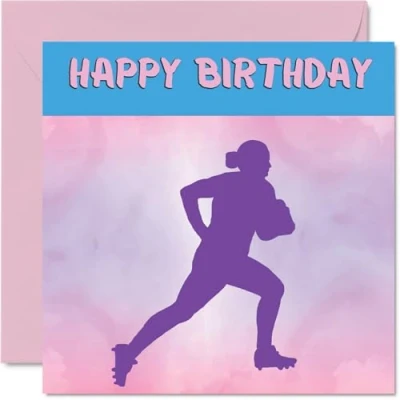 Image of Sport Birthday Cards for Women Girls Rugby Player in Card Friend Sister Daughter Niece Teammate, 145mm x Athlete Greeting