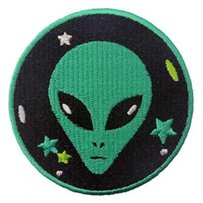 Image of Green Alien Patch Embroidered Applique Iron On Sew Emblem