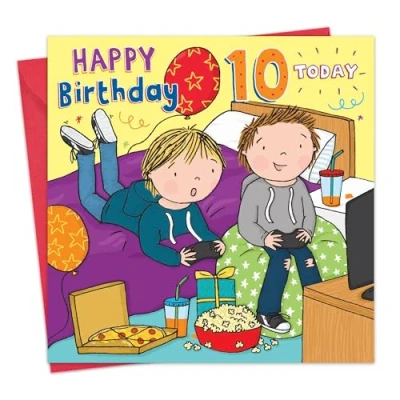 Image of Twizler 10th Birthday Card for Boys Gaming Sleepover Age 10 Happy Boy Son Year Old Childrens Grandson Ten Tween
