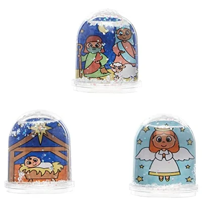 Image of Baker Ross FX297 Nativity Colour in Snow Globes Pack of 4, Kids Craft Kit, Christmas Decoration Crafts, Colouring Crafting for Children