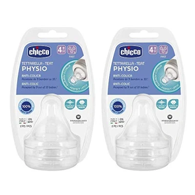 Image of Chicco Perfect 5 Teat Set 4 Pieces Soft Sense Silicone Teats Size 3 Months + Fast Flow Made in Italy