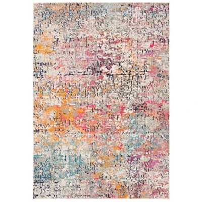 Image of Safavieh Modern Chic Rug for Living Room Dining Bedroom Madison Collection Short Pile Grey and Pink 24 x 36 Inch