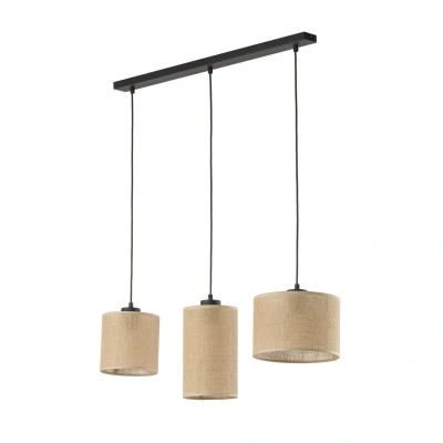 Image of Jute Type II Bar Pendant Ceiling Light Black, Brown 3xE27