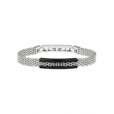Image of BREIL Bracelet for Men SNAP Collection TJ2741 Stainless Steel Jewel with Black Central Plate Total Length 21 cm and