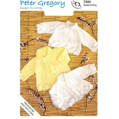 Image of Peter Gregory 7202 Baby Cardigans and Sweater/Jumper Knitting Pattern Using Double Wool