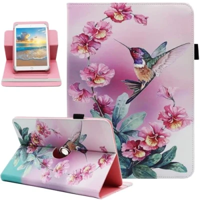 Image of Universal 10 10.1 Inch Android Tablet Case, Dluggs PU Leather 360 Degree Rotating Multi Angle Viewing Stand Case Cover for and All 9.5 10.5 Tablet, Bird
