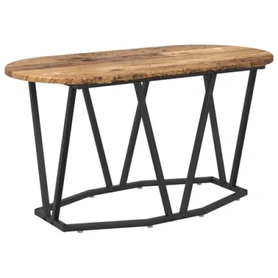 Image of vidaXL Oval Coffee Table Rustic Brown Solid Reclaimed Wood with Steel Frame 120x60 cm Perfect for Modern Living Rooms &amp; Lounges