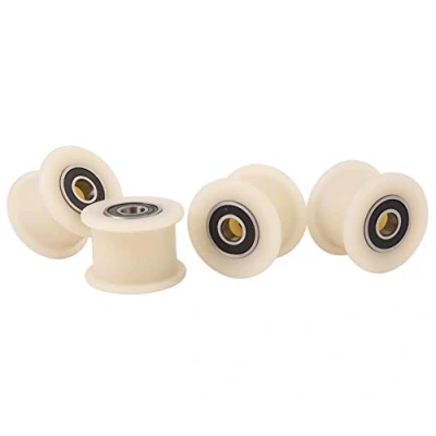 Image of Pack of 4 x Nylon Belt Idler 45 mm diameter 25 Groove 10 bearing Precisely Machined in the EU (45 10)