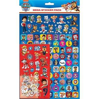 Image of Paper Projects Paw Patrol Mega Sticker Pack Three Types of Stickers (Around 150 Total) Reusable on Non Porous Surfaces,Blue / Red,29.7cm x 21cm