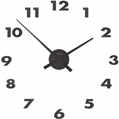 Image of NeXtime wall clock &quot;SMALL HANDS&quot;, hands made of aluminium, numbers to stick on, black