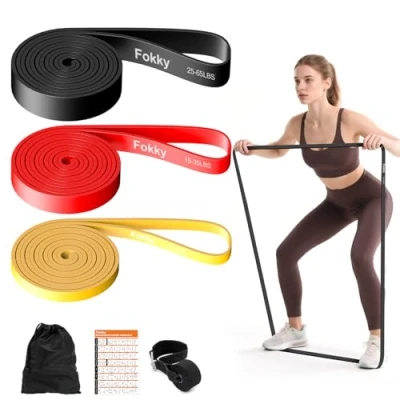 Image of Fokky Resistance Bands, 3 Levels Pull Up Exercise Bands for Men Women, Set Gym Calisthenics, CrossFit, Powerlifting, Muscle Toning with Door Anchor