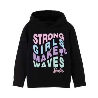 Image of Barbie Girls Black Hoodie Strong Make Waves Authentic Merchandise Comfortable &amp; Stylish Sweatshirt for and Confident