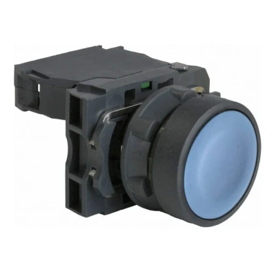 Image of Schneider Electric Harmony XB5 Push Button Switch, Plastic, Spring Return, 1NO, 22mm Mount, Unmarked, Flush Operator Profile, XB5AA61, Blue