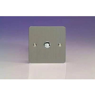 Image of Varilight 1 Gang 6A or 2 Way Push On/Off Impulse Switch Brushed Steel XFSP1