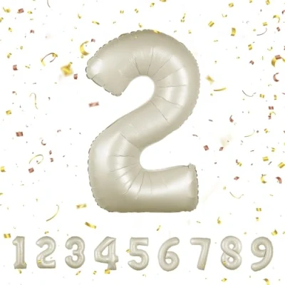Image of Number Balloons 2,Beige 2 Balloon 40 Inch Giant Helium Foil for Boys Girls Party Decor Birthday Anniversary Graduation Decorations Supplies