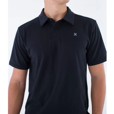 Image of Short Sleeve Polo Shirt Men H2O Dri Ace Slub Black