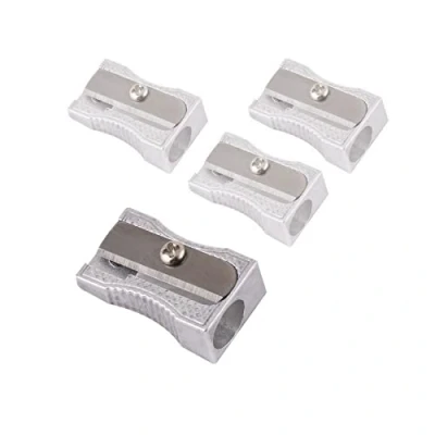 Image of D.RECT Single Sharpener AUD Metal Pencil for Colouring Pencils Silver Pack of 24