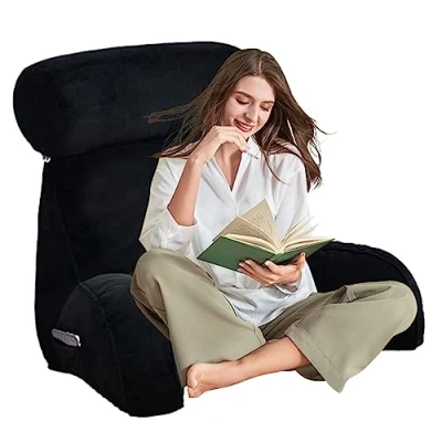 Image of HUNTFF Comfort Reading Pillow,Lumbar Support Cushion,Back Rest Pillow,Neck Roll,Back Lumbar,Headboard Backrest Cushion,Perfect For Sitting,Reading,or Gaming