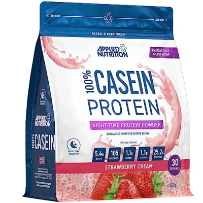Image of Applied Nutrition Casein Protein Powder Micellar Supplement, Slow Release (900g 30 Servings) (Strawberry Cream)