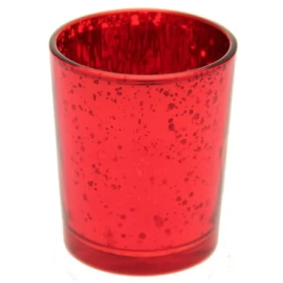Image of 6 x Red Speckle Glass Tea Light / Votive Candle Holder