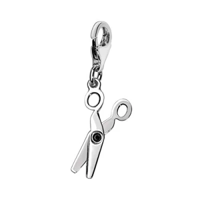 Image of Quiges 925 Sterling Silver 3D Scissors Lobster Clasp Charm Clip on Pendant