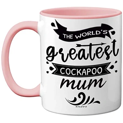 Image of Stuff4 The World&#039;s Greatest Cockapoo Mum, Gifts for Lovers, Dog Mum Mug, Cockerpoo Women, 11oz Ceramic Dishwasher Safe Premium Pink Mugs