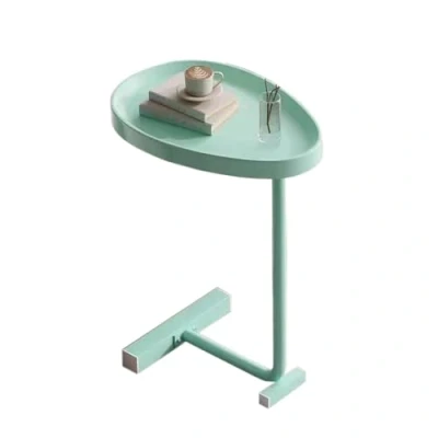 Image of BURLOE C Shaped Side Table, Oval Egg Table Sofa Small Coffee under The Bedside for Living Room Bedroom Table,Green