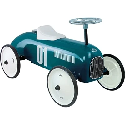Image of Vilac VIL1123 Ride On Toy Car Auto Metal Vintage Petrol Blue, 76 x 40 38 cm