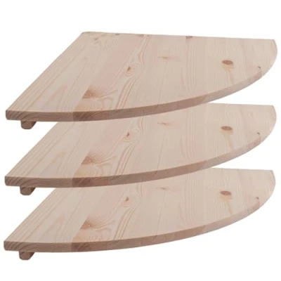 Image of WooDeeDoo Large Wooden Corner Shelves 40 cm / 15.7&quot; 3 Pack Unfinished Natural Pine Floating Wall Mounted Display Storage Shelf