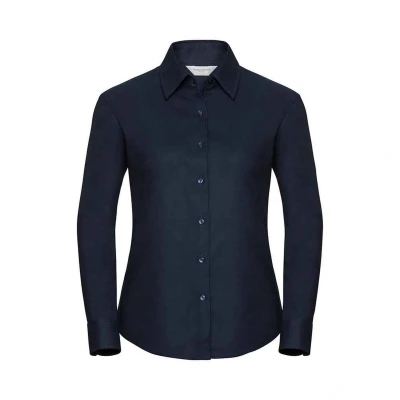 Image of Russell Athletic Collection Womens/Ladies Oxford Long Sleeved Shirt (Bright Navy) Navy/Blue Size 3XL