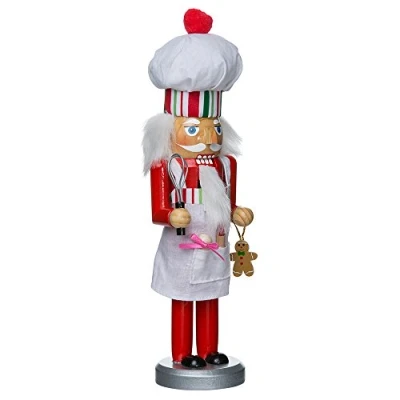 Image of Kurt S. Adler 10 Inch Wooden Chef Nutcracker, Wood, Red, inches