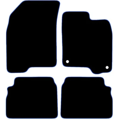 Image of Carsio Carpet Car Mats For Chevrolet Aveo 2008 2011 Tailored Fit Floor Mat Set Complete Accessory Black Custom Fitted All Weather, Anti Slip Backing &amp; Blue Trim
