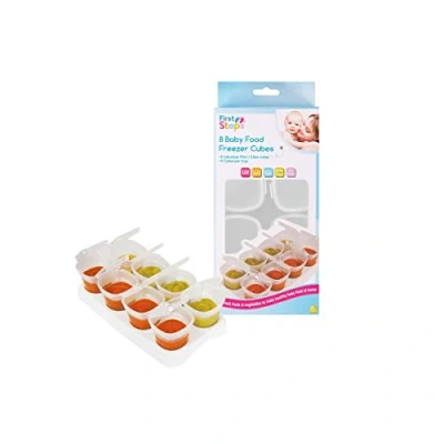 Image of First Steps 8 Baby Food Freezer Cubes Tray 70ml POTS BPA Free