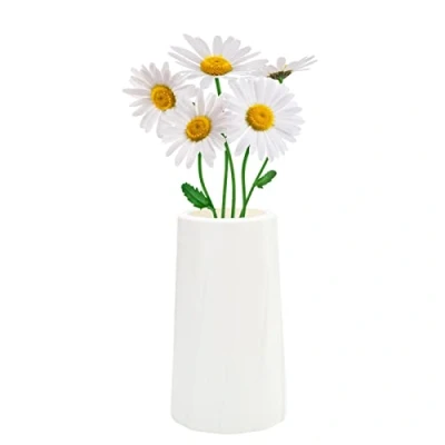 Image of Plastic Flower Vases Unbreakable Vase Ceramic Effect,Modern Geometric Decorative Floral for Centrepiece, Cosmetic