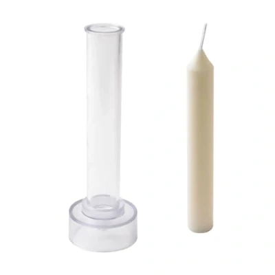 Image of WANDIC Candle Mould, Clear Plastic Candlestick Mold Pillar Cylindrical Mould for Church Christmas Candlelight Dinner Valentine&#039;s Day Home Decoration
