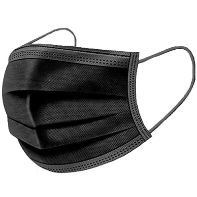 Image of True Face Disposable Mask (200 Pack) Black 3 Ply Safety Earloop Protection PPE General Use Dust Proof Fold Flat Covering UK Stock