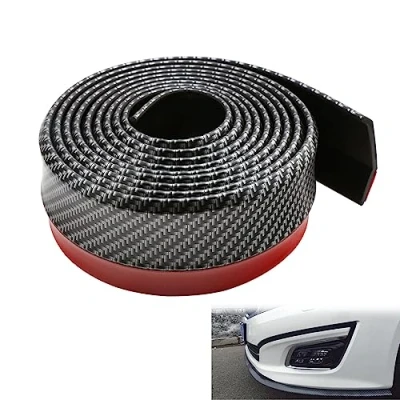 Image of WeFoonLo Universal Car Front Bumper Spoiler Rubber Sticker Lip Splitter Body Protector, 2.5M /8.2 ft (Carbon Fibre)