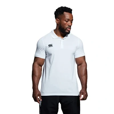 Image of Canterbury Men&#039;s Waimak Cotton Polo Shirt Rugby Casual Top For Long Lasting Comfort, White, M