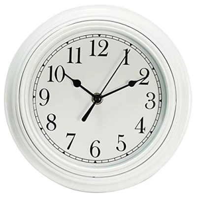 Image of Topkey Silent Wall Clock Kitchen 9 Inch Retro Non ticking Decorative Bedroom Office White