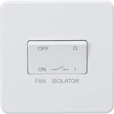 Image of Knightsbridge SF1100MW Screwless 10A 3 Pole Fan Isolator Switch Matt White, 230 V
